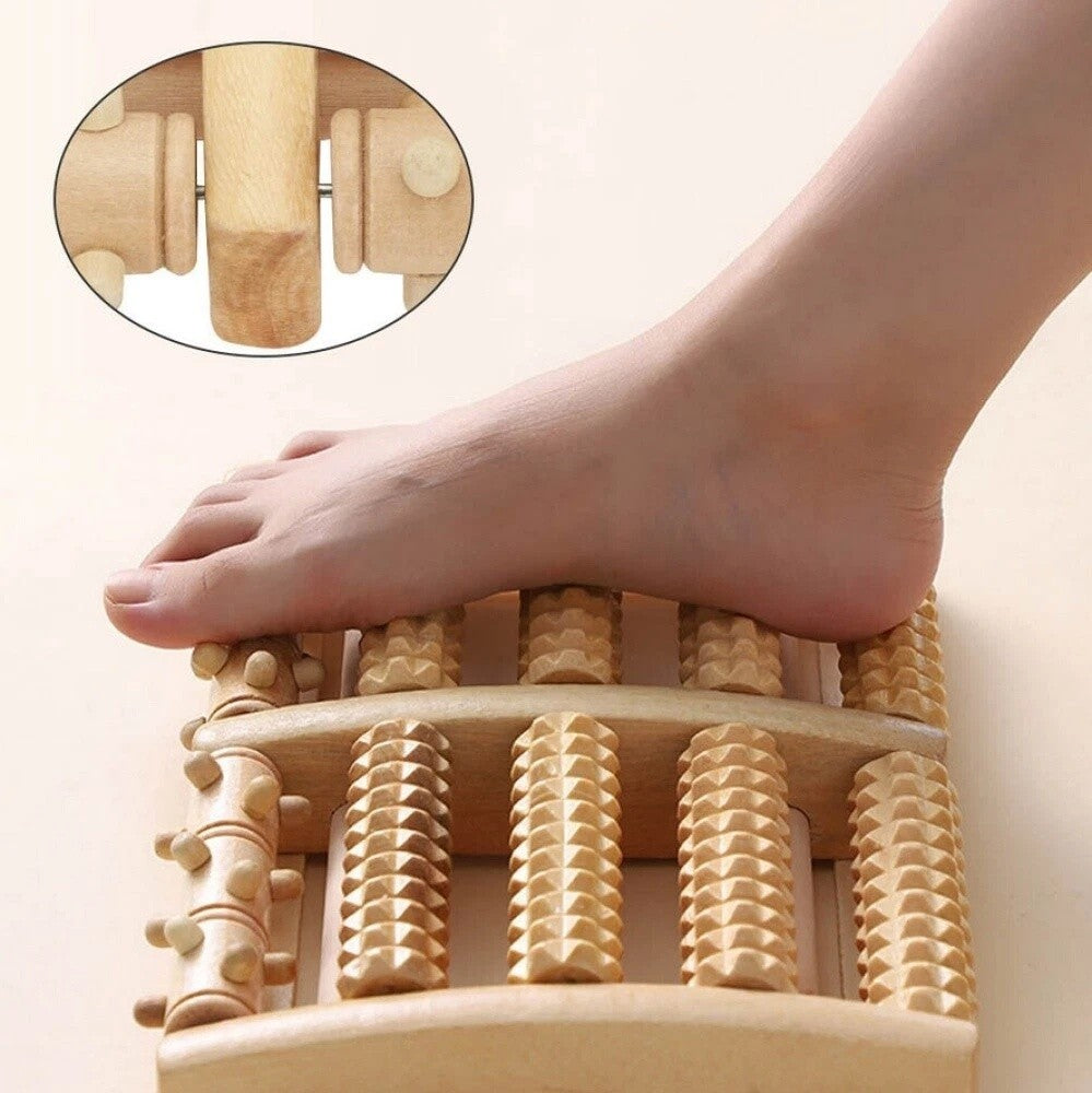 10 Roller Wooden Foot Massager Plantar Fasciitis Acupressure Heel Pain Arch UK
