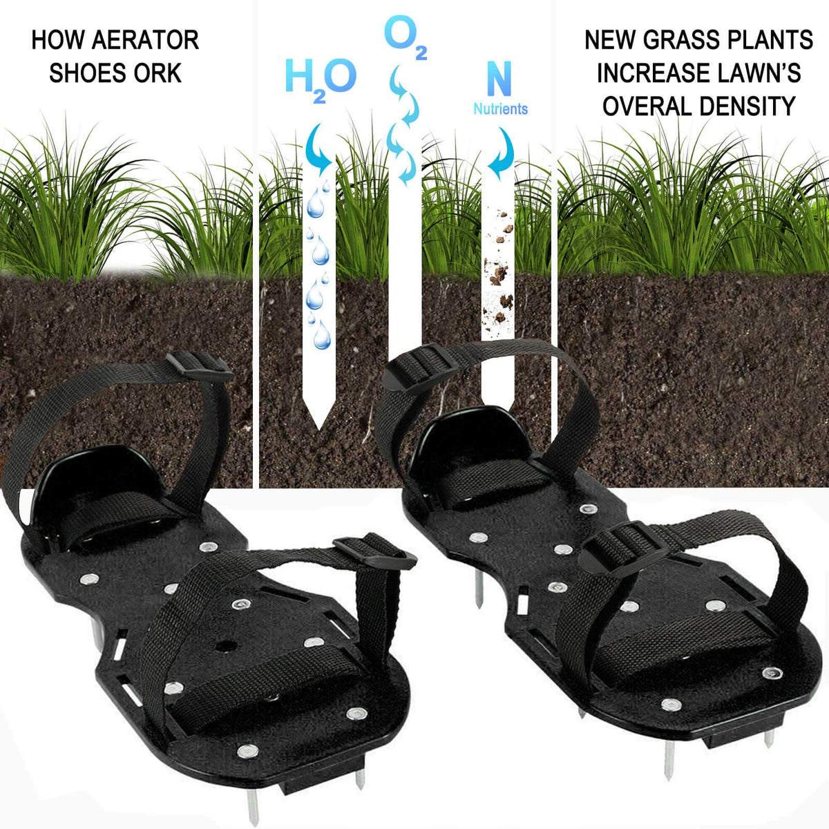 Adjustable Straps Lawn Aerator Spiked Shoes Grass Aerating Sandals