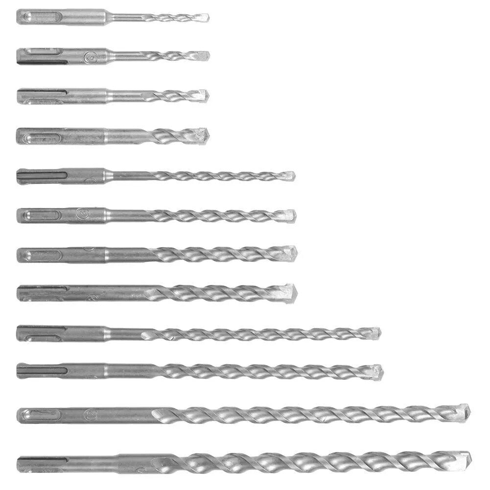 SDS Plus Rotary Hammer Drill & Chisel Bit Set Masonry Concrete Tile Brick 17PCS