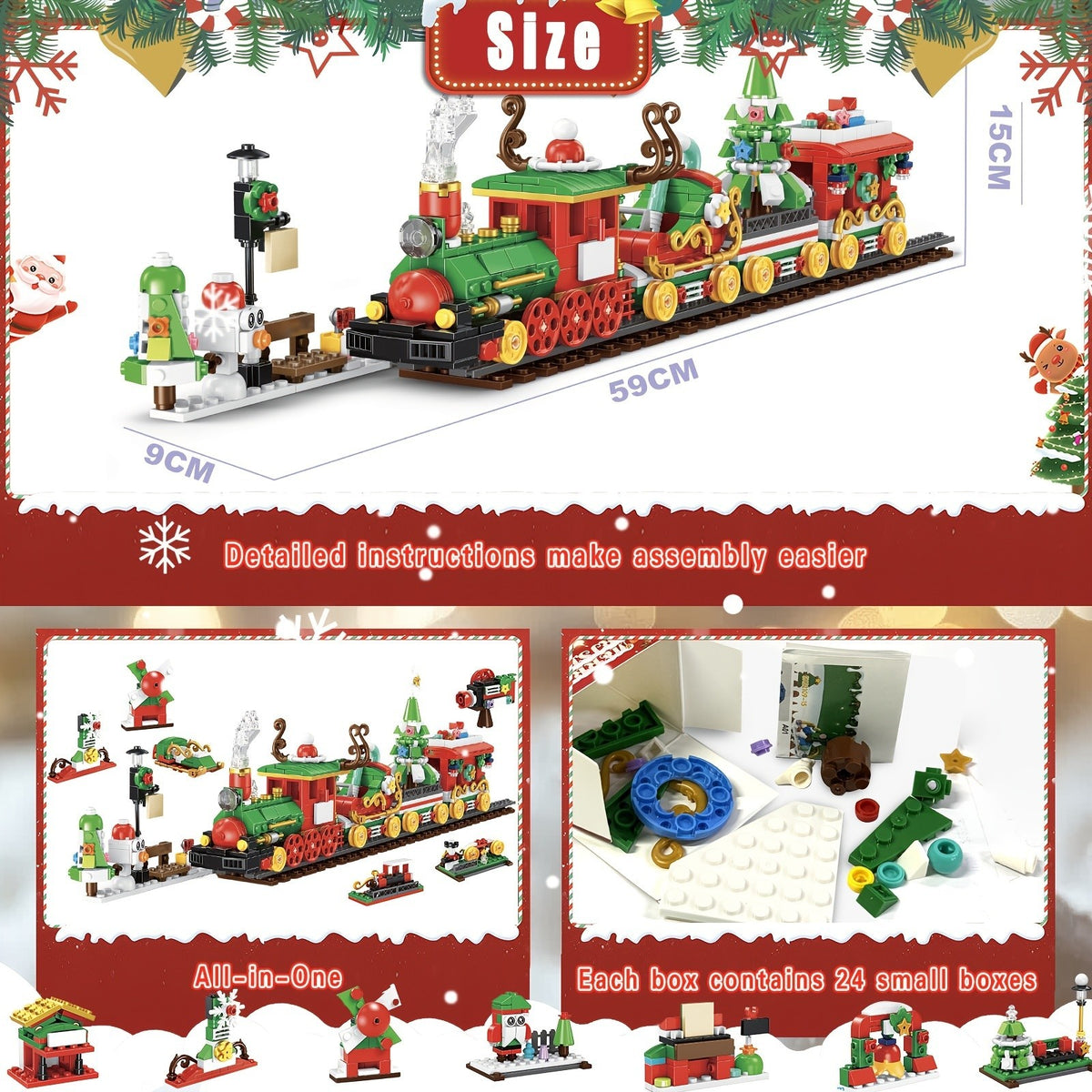 24pcs Advent Calendar 2024 Christmas Tree Building Set Boxes Countdown Block UK
