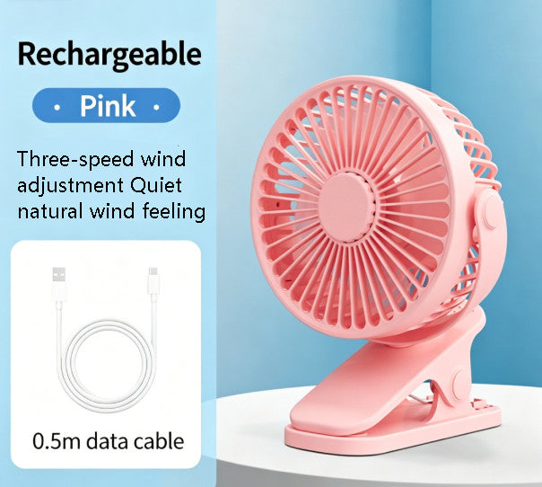 Portable Clip on Fan Rechargeable Operated Small Powerful 3 Speed Quiet