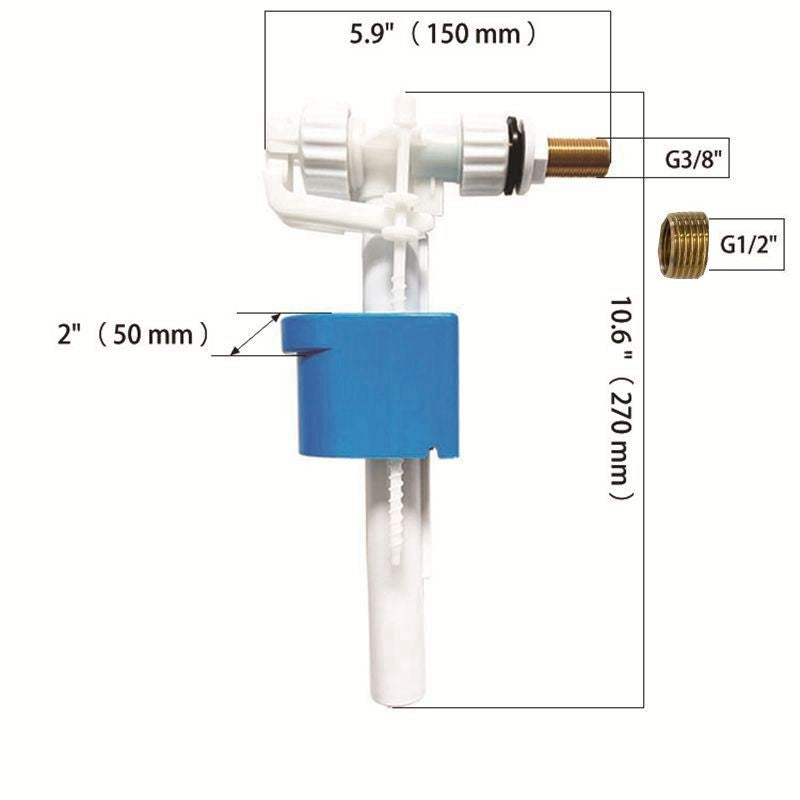 Universal WC Cistern Fill Valve Float Valve 3/8 & 1/2 Inch Fits