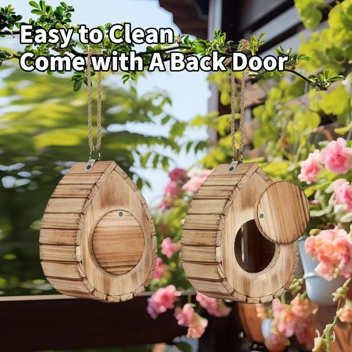 Wooden Butterfly Feeder House with Water Bath Hanging Garden Habitat Nesting Box