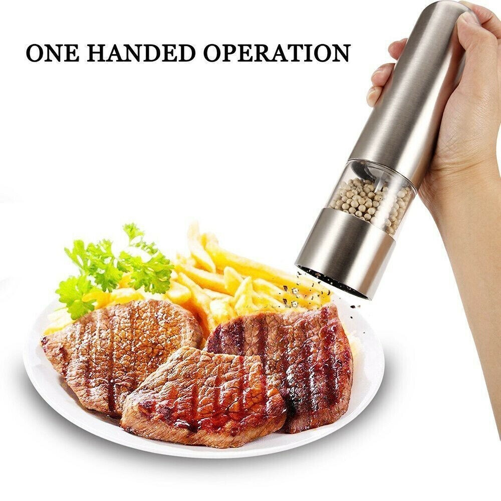 Battery Powered Electric Grinder Shaker 2X Salt And Pepper Mill Matching Set