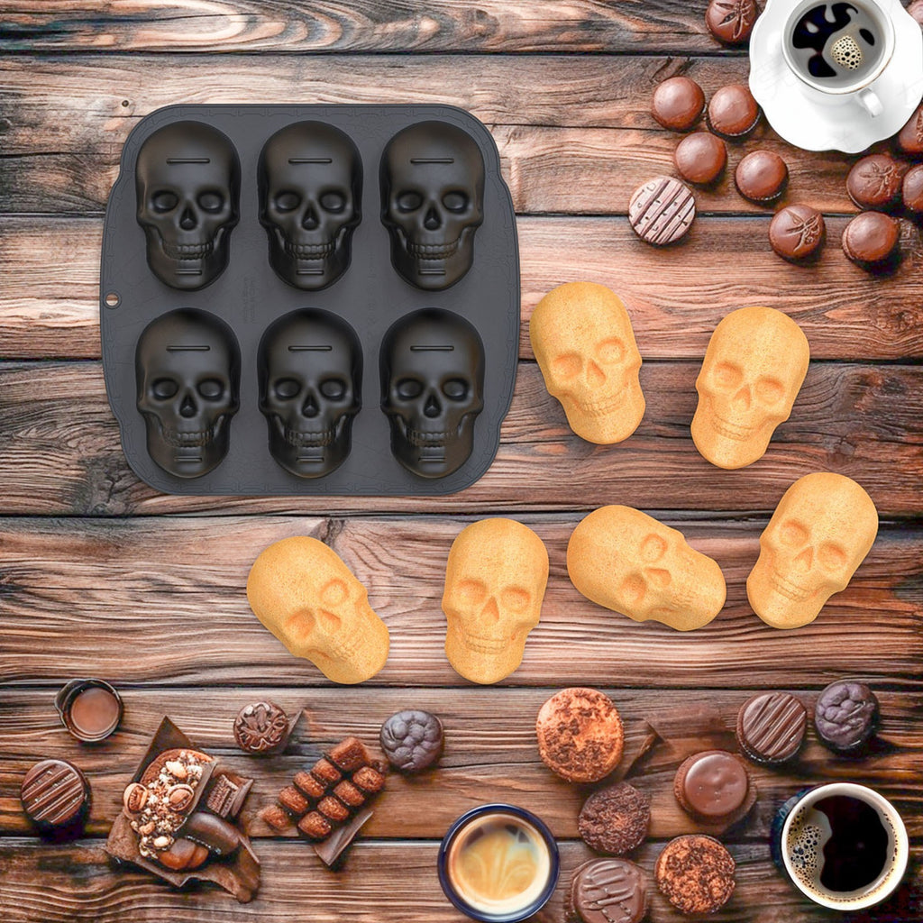 Skull Head Mold Baking Soft Silicone Skeleton Head Cake Mold For Cake Halloween