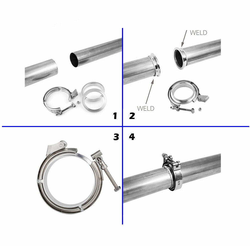 3" 76mm V Band Vband Clamp Stainless Steel Flange Turbo Exhaust Downpipe Kit