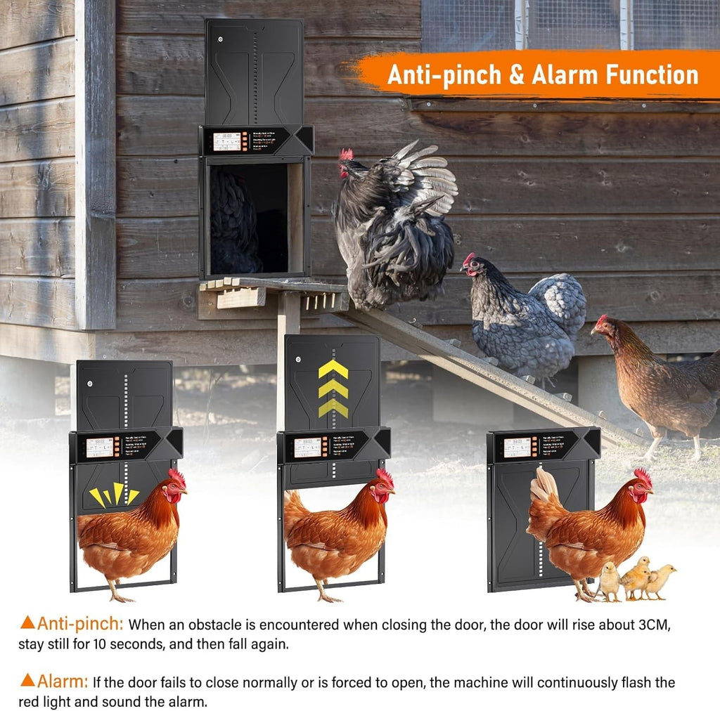 Large Electric Chicken Coop Door IP45 Waterproof Chicken Door Opener With Timer