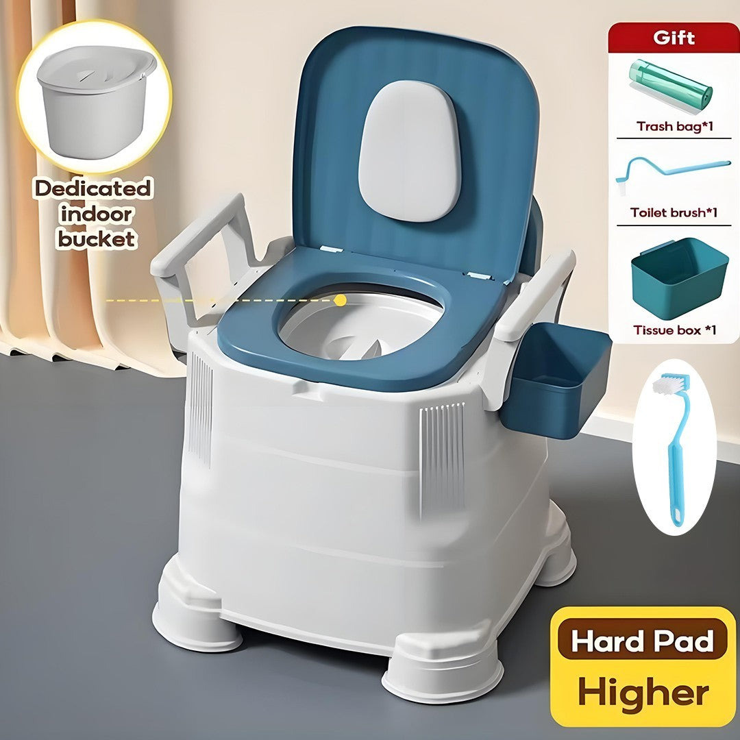 Adult Bedside Commode With Detachable Armrests Mobile Odorless Portable Toilet