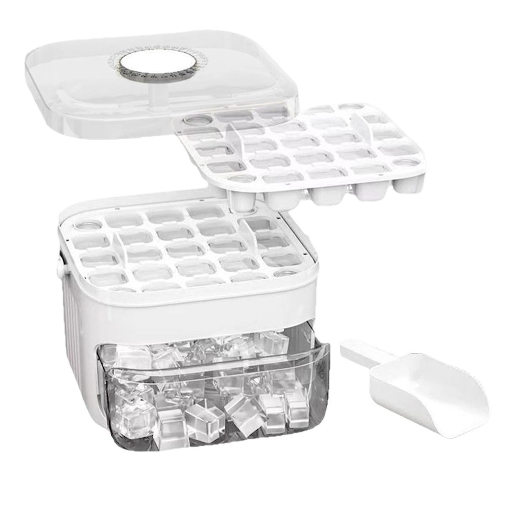 50-Cube Ice Maker with Easy Press Cap Double Layer Ice Cube Maker Refrigerator