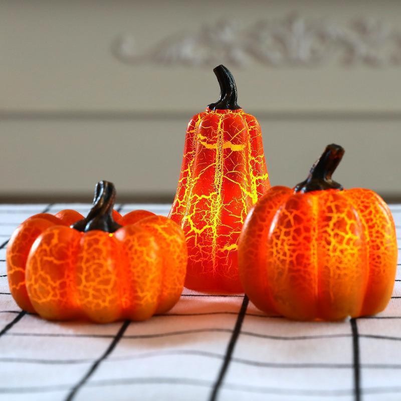 Halloween 3 x Pumpkin Light up decoration LED party prop table decor