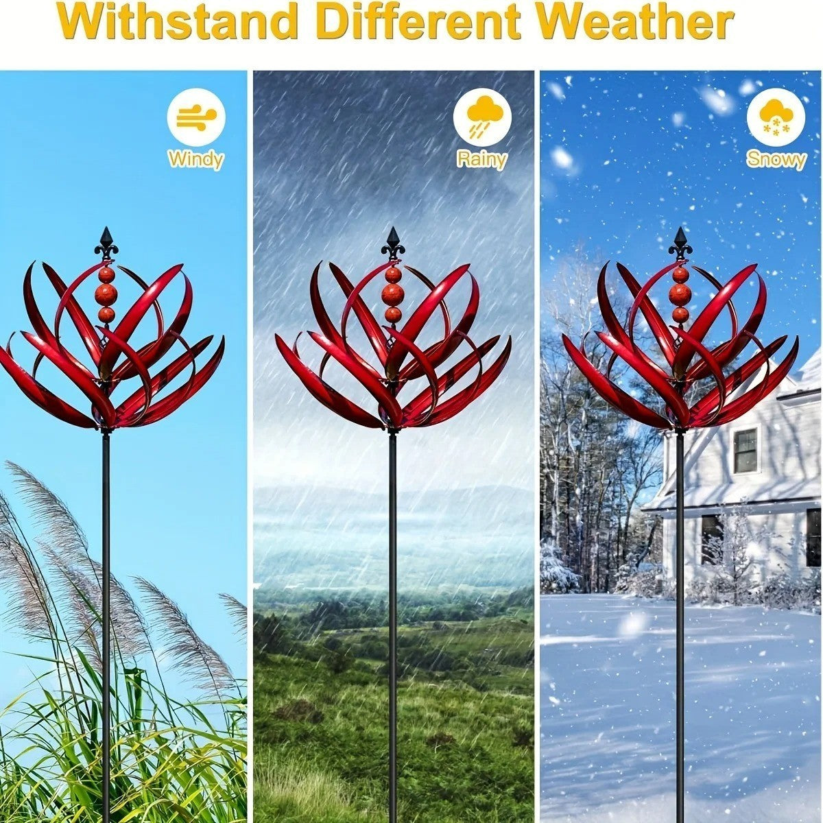Outdoor Yard Lawn Garden Decor Kinetic Wind Spinner Metal Sculpture with Stake.*