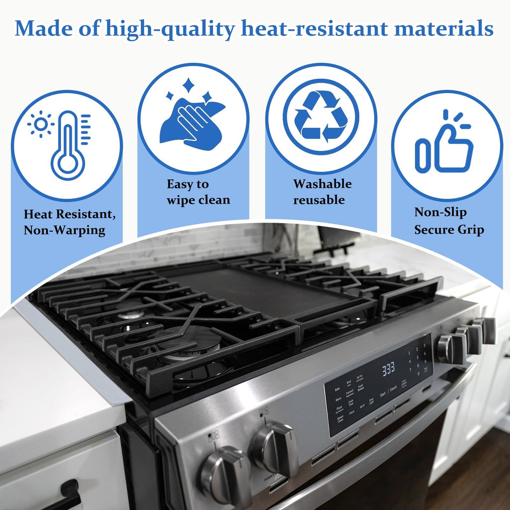 2Pcs Silicone Counter Gap Cover, 21 Inch Strip Heat Stove Protector, Black