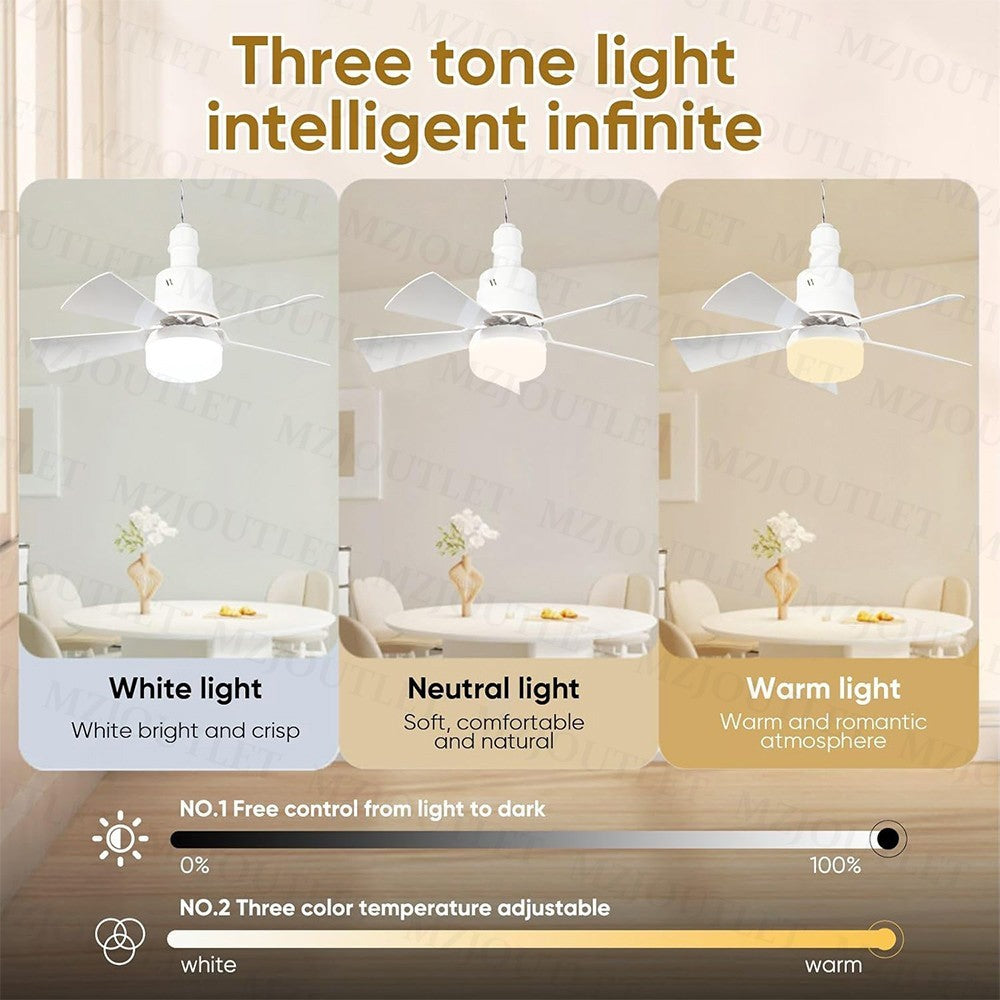 Modern Led Ceiling Fan with Light Dimmable E27 Bedroom Living Room Fan Lamp 30W