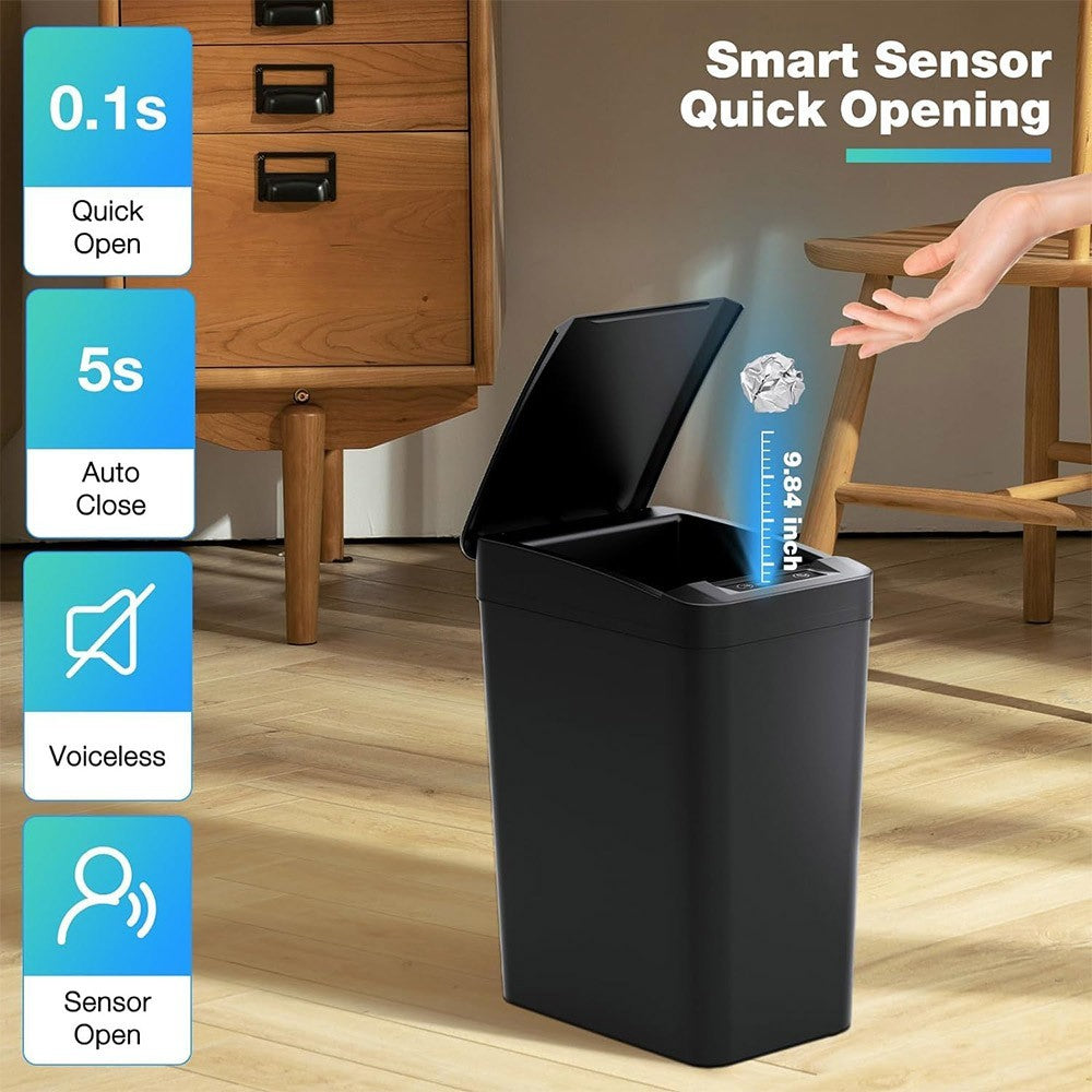 Motion Sensor Waste Bin Rubbish Kitchen Trashcan 12L Automatic Trash Can Smart