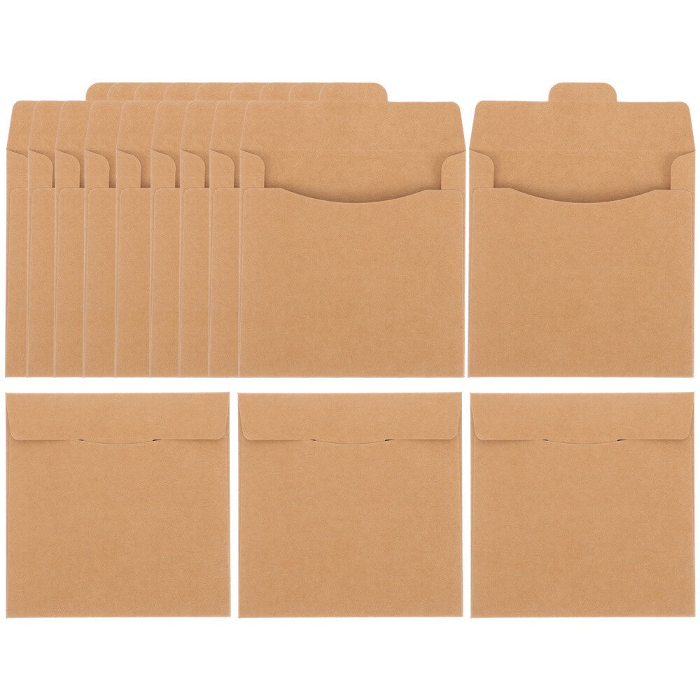 50 Pcs CD DVD Sleeves Brown Kraft Paper DVD Envelopes,Cardboard Envelopes