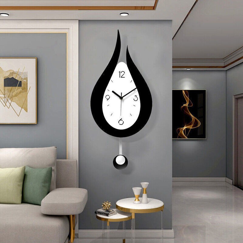 Silent Acrylic Wall Clock Waterdrop Pendulum Design Modern Home Decoration