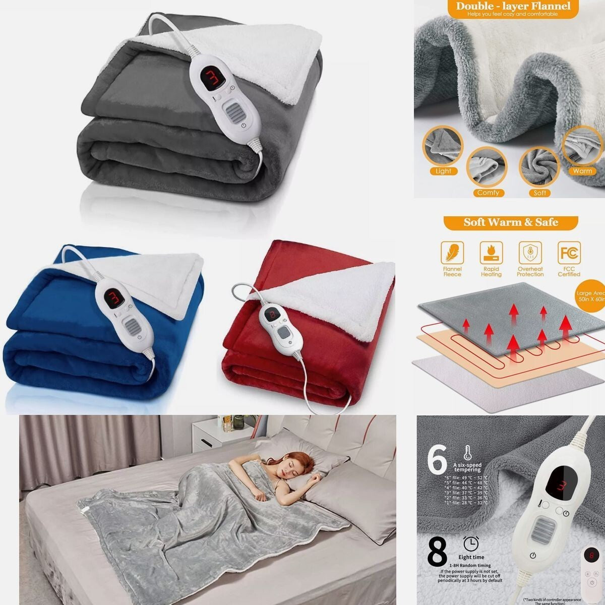 Electric Over Blanket Throw Heated Soft For Bed Sofa Double Single 160x130cm