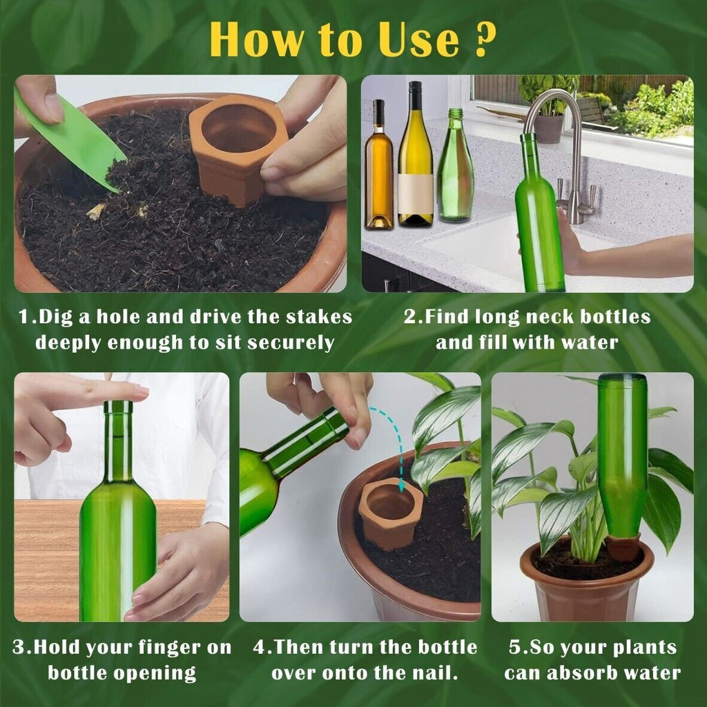 2-10Pcs Terracotta Plant Watering Stakes Automatic Self-Watering Garden Spikes