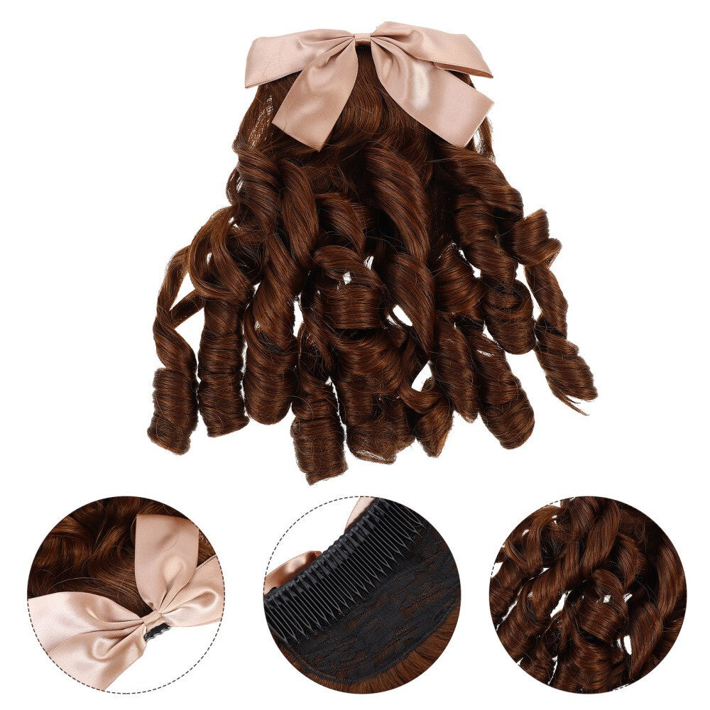 Curly Wig Ringlet Wig Retro Ringlet Hairpiece Curly Ponytail Wig Girl