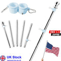 6ft Flag Pole Stainless Wall Mountable Tangle Free Rings Heavy Duty Rustproof UK
