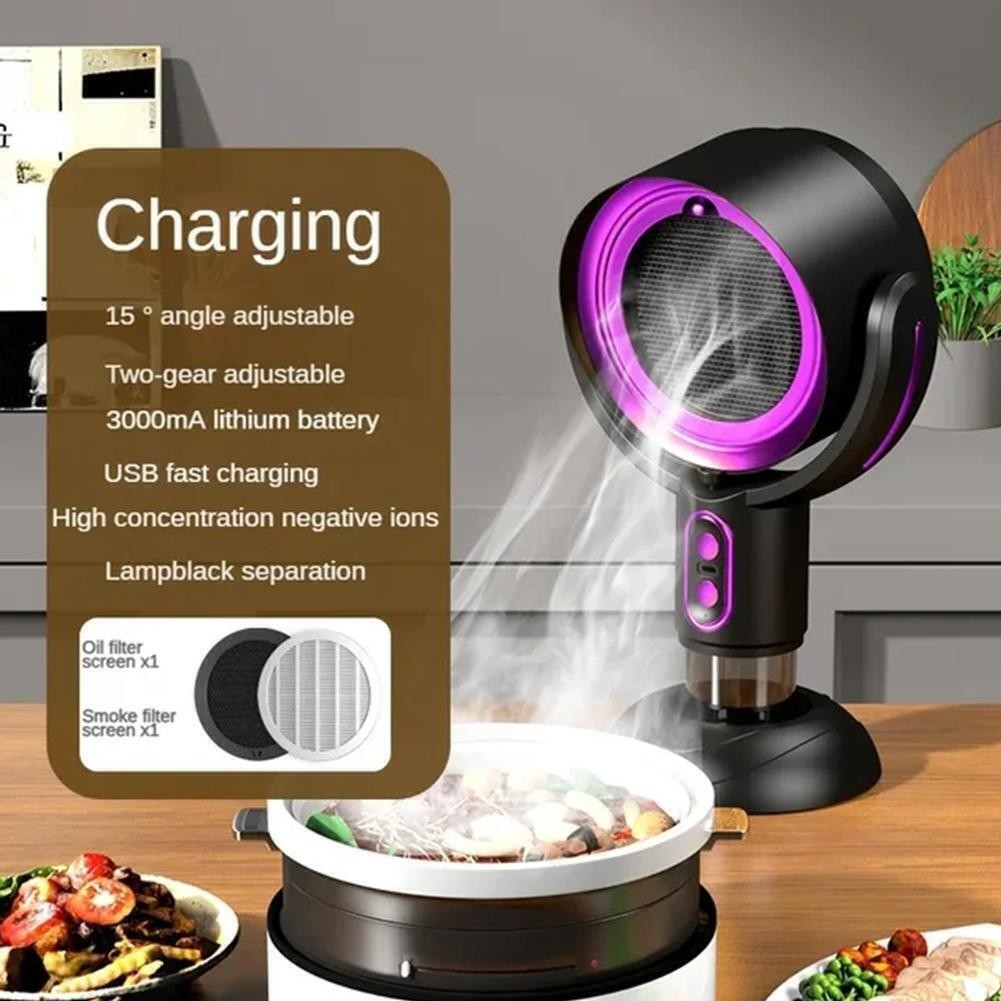 Portable Smoke Purifier Fan USB Rechargeable Range Hood with Replaceable Filter