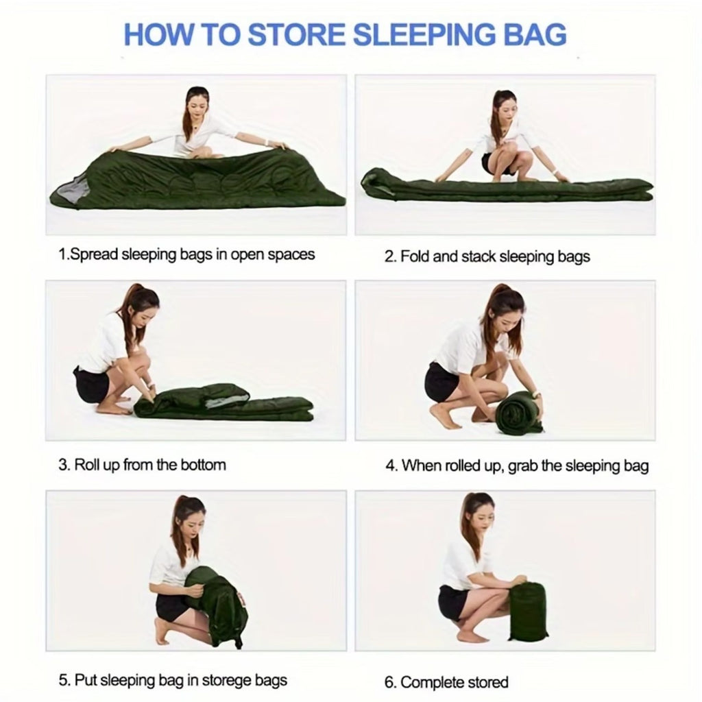 3 Season Sleeping Bag Waterproof Lightweight Camping Hiking Envelope Adult Green