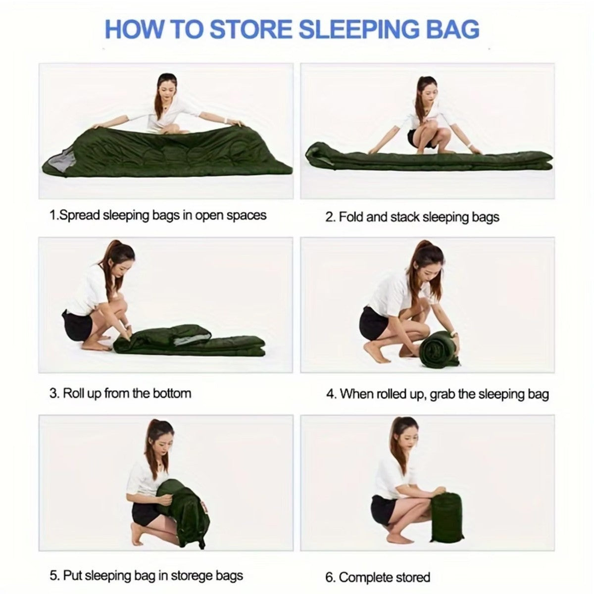 3 Season Sleeping Bag Waterproof Lightweight Camping Hiking Envelope Adult Green