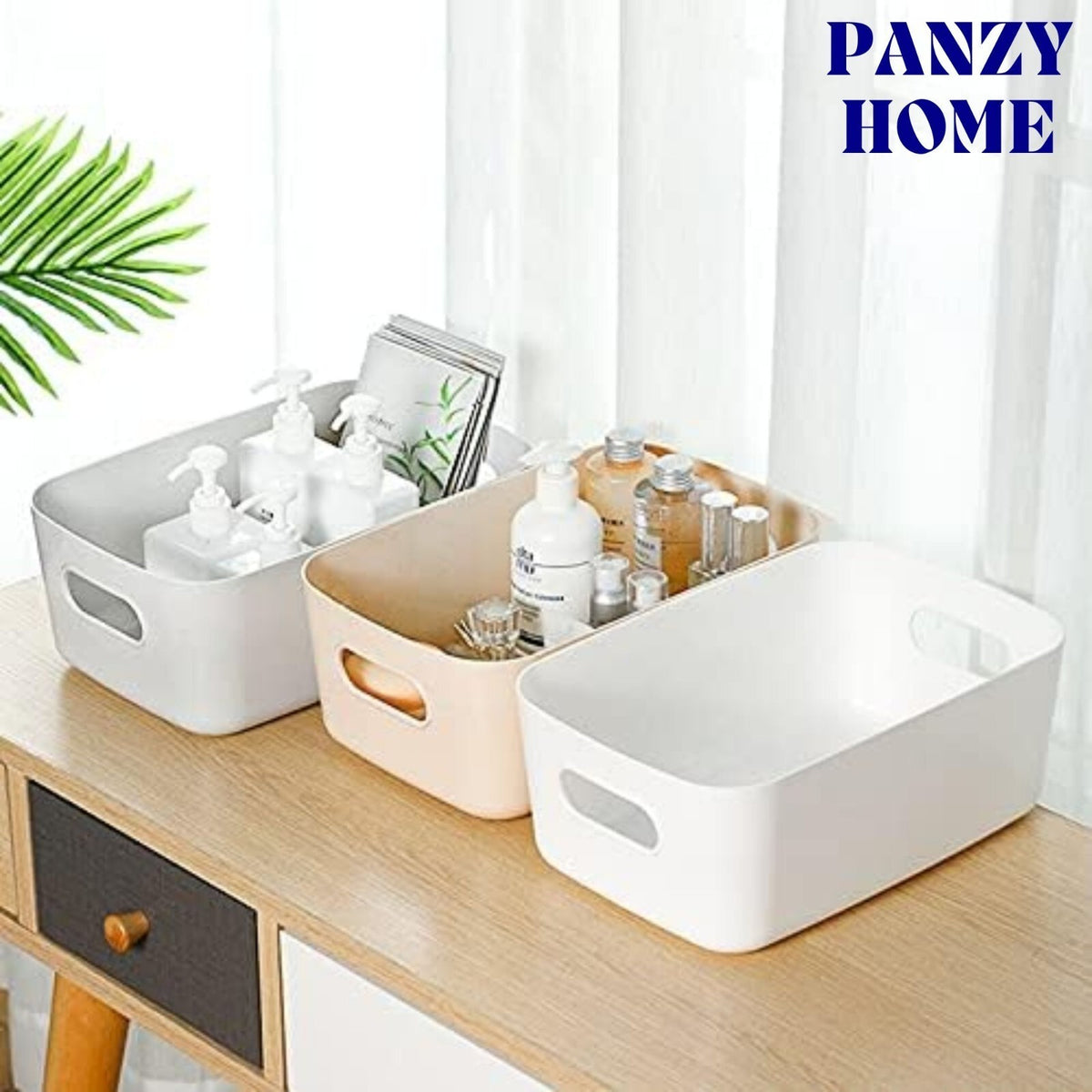5 Plastic Storage Basket Box Handy Home Kitchen Office School Organizer