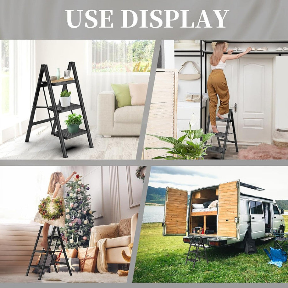 Portable Step Ladder Lightweight Folding Step Stool w/Anti Slip Tread Heavy Duty