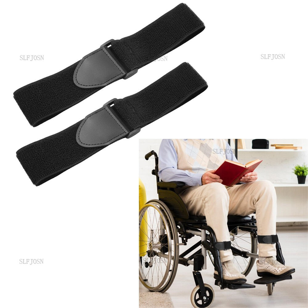 2x Wheelchair Leg Strap Restraints for Elderly Wheelchair Foot Rest Strap safety