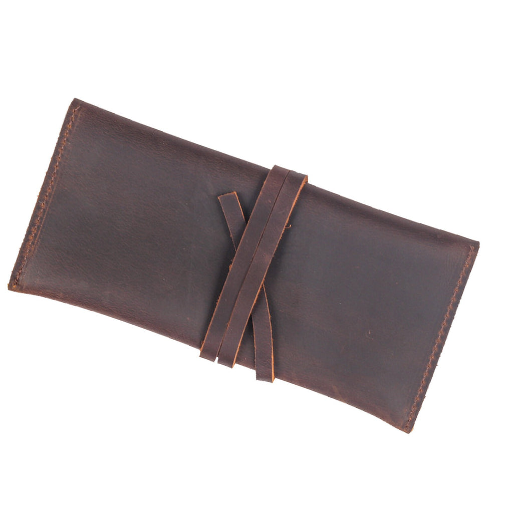 Crazy Horse Leather Folding Pipe Bags Tobacco Roll Pipe Accessories Pouch Cases
