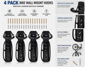 Bike Storage Wall Mounted Hook Bicycle Rack Hanger Holder Garage Steel Stand 4x