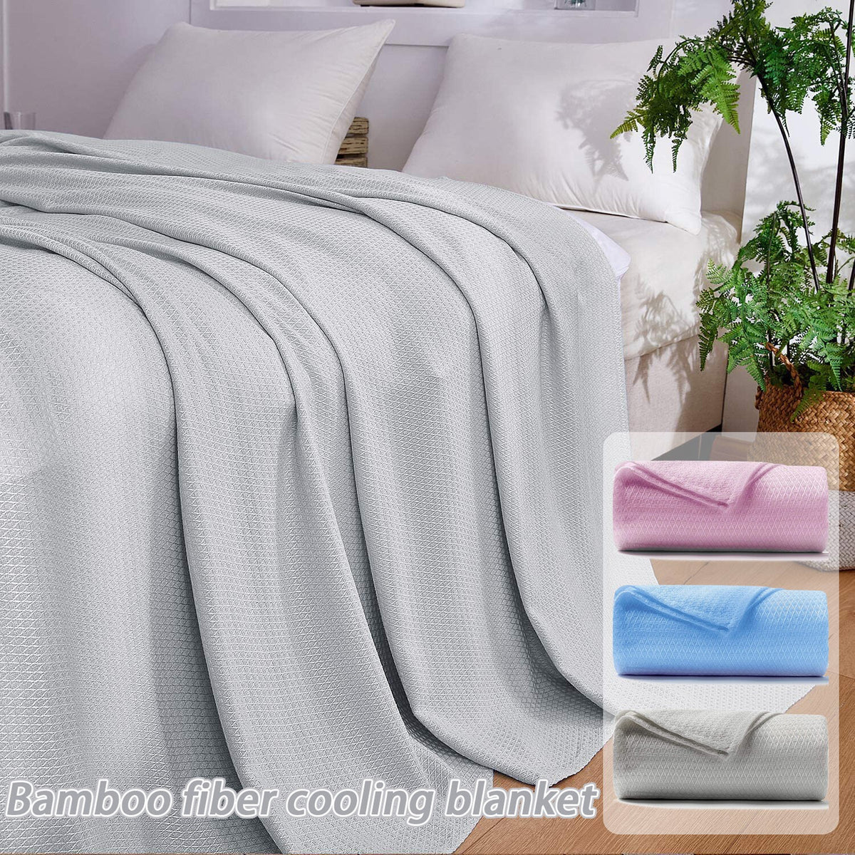 Summer Cooling Bamboo Fiber Blanket Absorbs Body Soft Heat Ultra-Cool Blanket