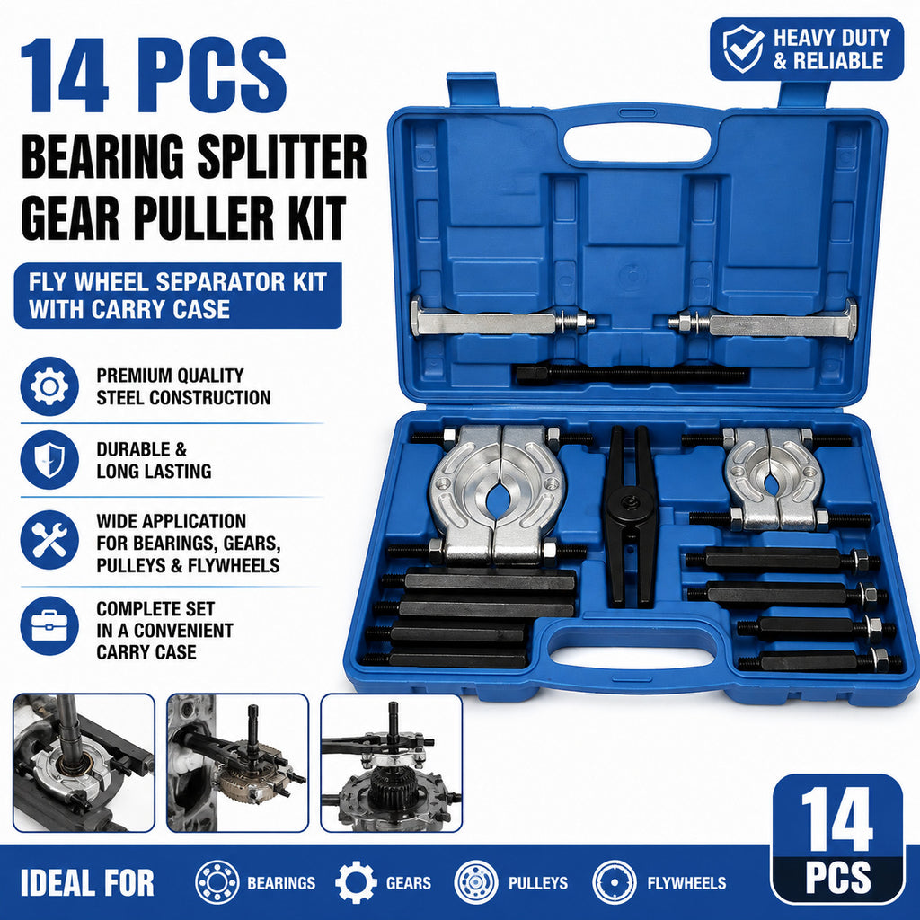 14Pcs Gear Bearing Splitter Set Fly Wheel Separator Puller Kit Removal Tool Box