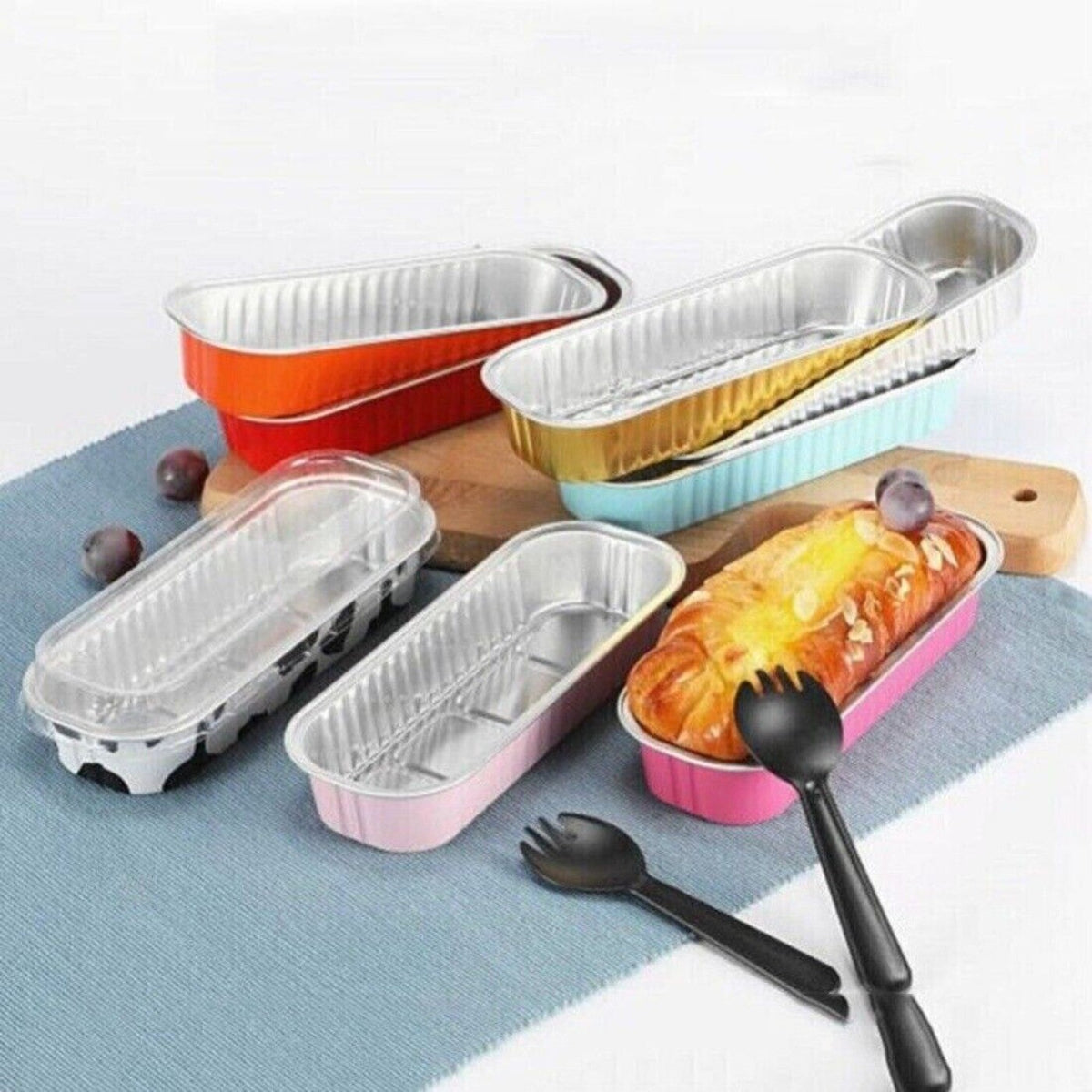 10pcs Aluminum Foil Baking Cake Box Cupcake Baking Pan Pudding Box With Lid sh