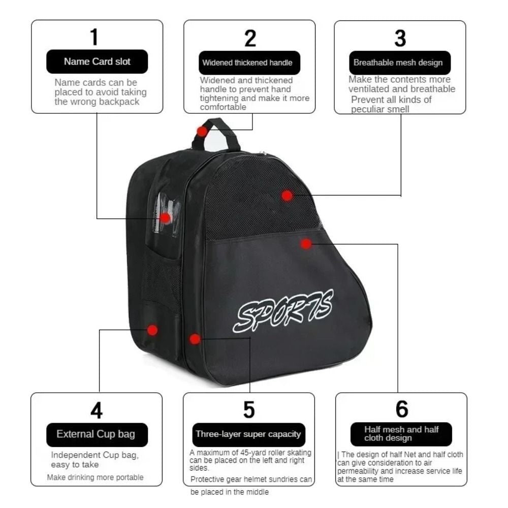 Adult Kids Roller Skate Bag Ice-Skating Bag Adjustable Shoulder Strap Ice Skates