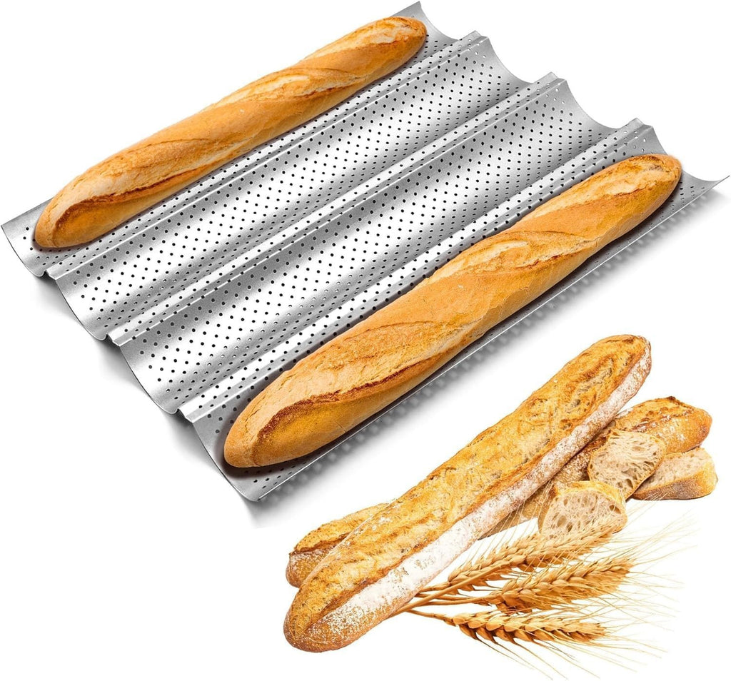 4 Wave Baguette Baking Tray Bread Mold French Loaf Tin Non-Stick Cake Plate Tool