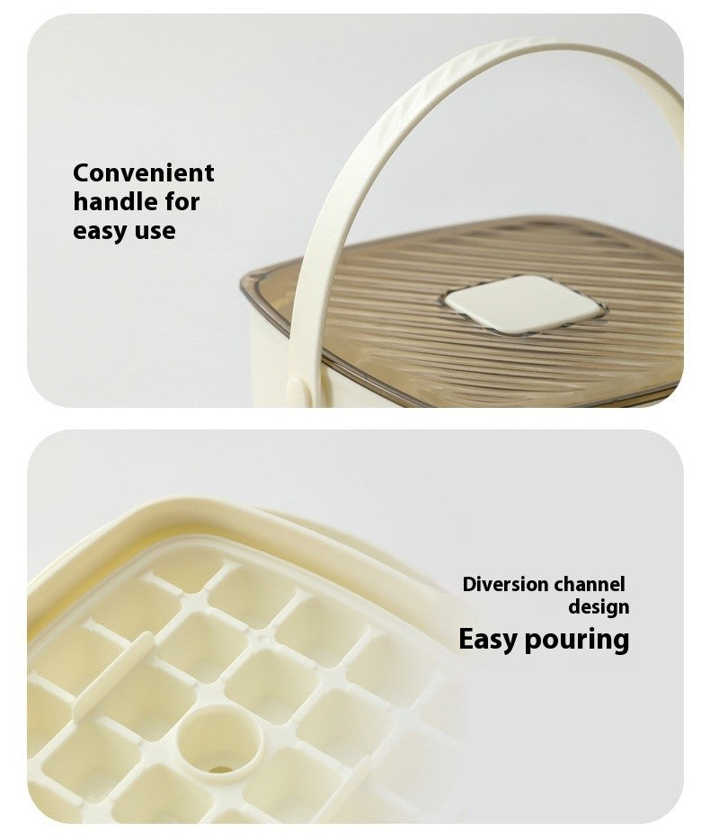 Press Type Ice Cube Tray Ice Making Box Large Capacity Easy Release with Handle