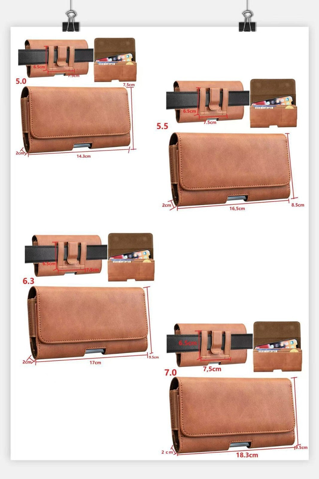 Universal mobile phone belt clip pouch bag wallet purse leather holster case