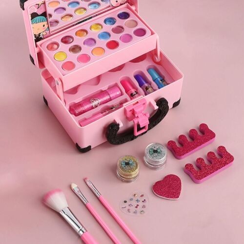 Girls Kids Pretty Princess Makeup Kit Pretend Make Up Remover Real Washable Set