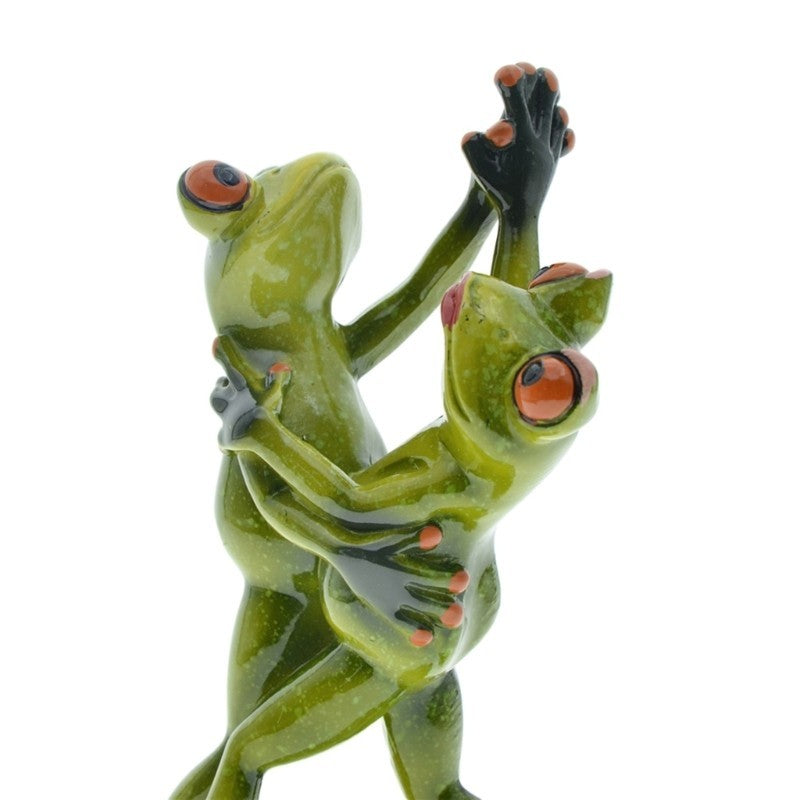Couple Frog Figurines Decor Resin Animal Dancer Frog Statue Desktop Ornaments.*