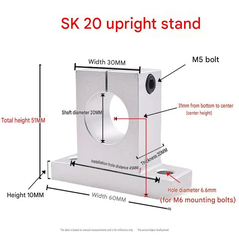 4 Pcs SK20 Aluminum Linear Motion Rod Rail Guide Support for 20mm Dia Shaft