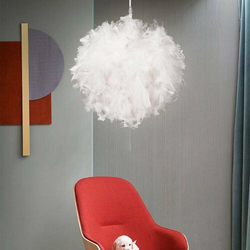 LED Ceiling Light Lampshade White Feather Pendant Shade Bedroom Nordic Style30cm