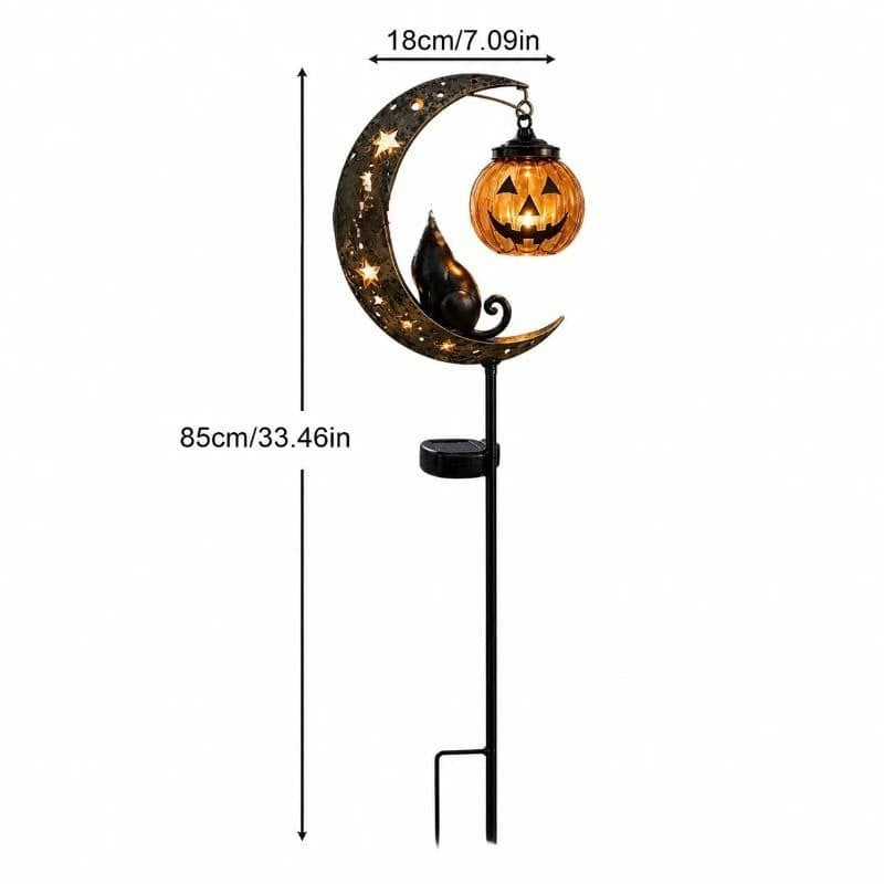 Halloween Solar Black Cat Pumpkin Moon Garden Stake Light Waterproof Yard Decor