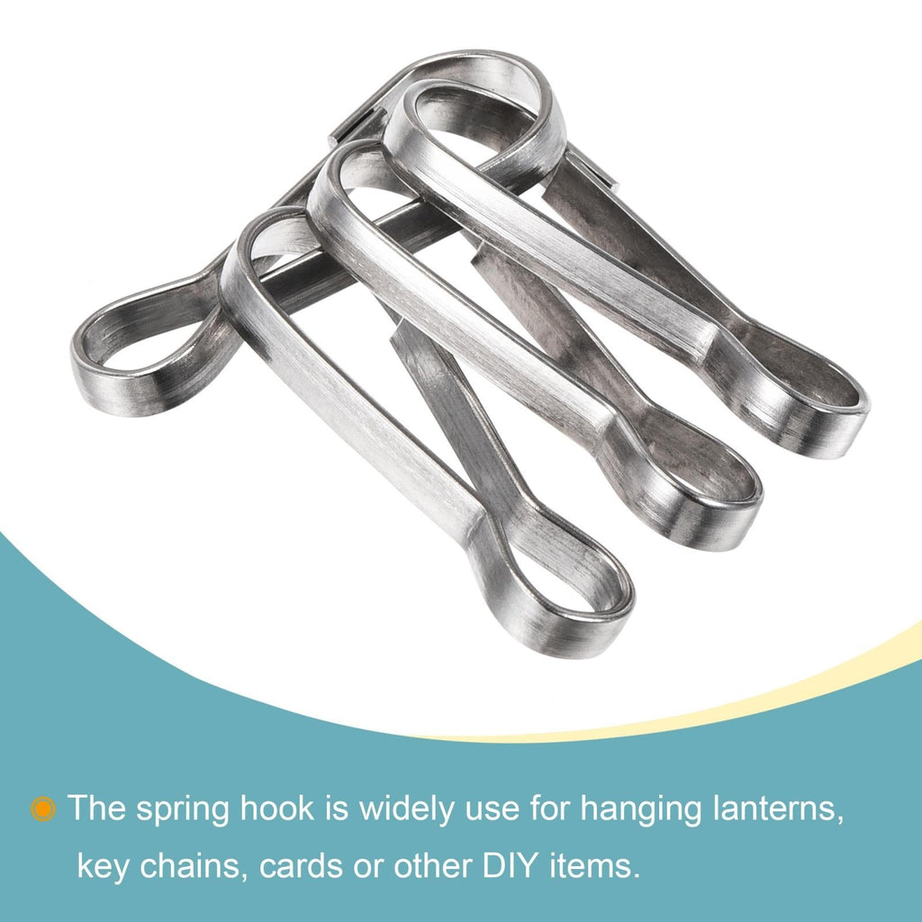 Spring Hooks Snap Clip Hooks 32x12x3mm 304 Stainless Steel Silver Tone 80Pcs