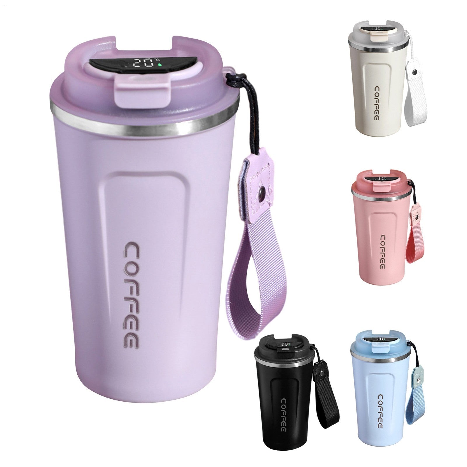 Smart Thermo Travel Coffee Mug Cup Thermal Stainless Steel Vacuum Flask 510ml