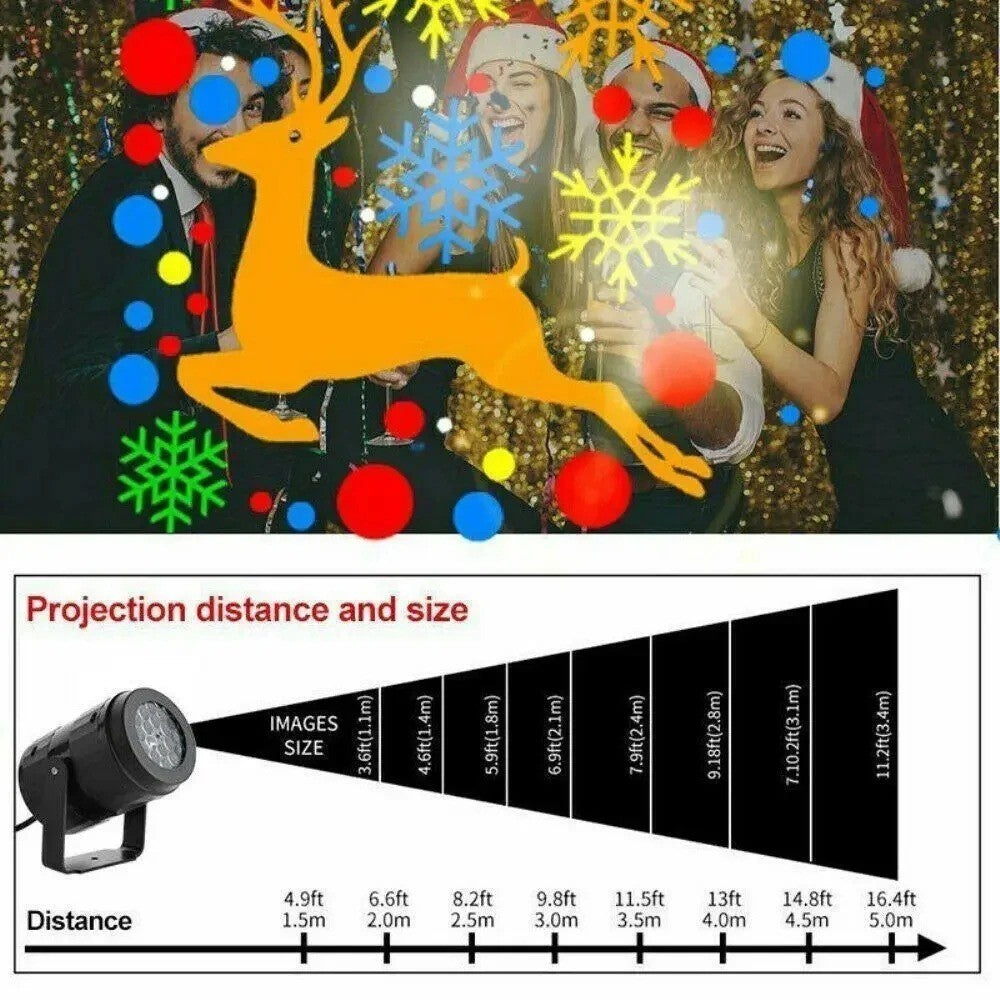 1pc Snowflake Christmas Laser Projector Light 16 Patterns LED Xmas Decor