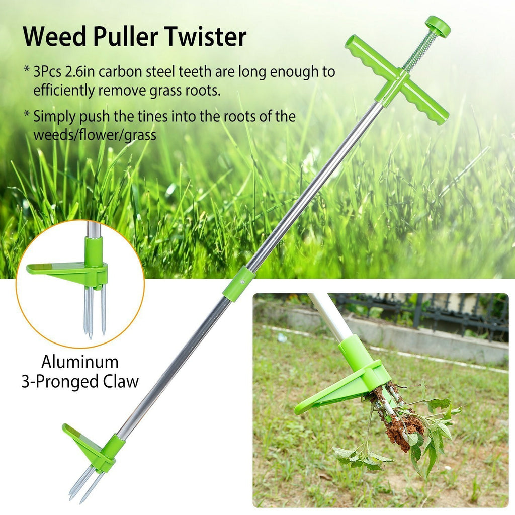 3 Claws Weed Puller Twister Stand Up Root Removal Hand Tool Remover Aluminum