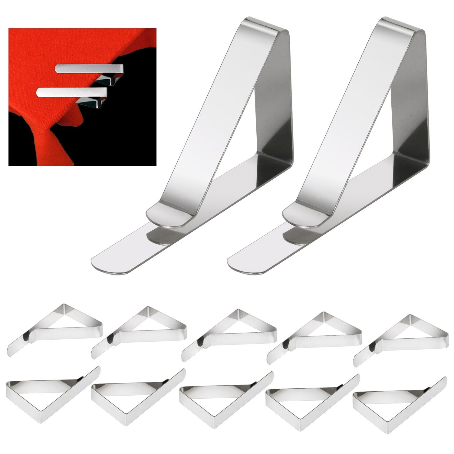 Table Cloth Clips x12 NEW Adjustable High Quality Silver Metal Holders