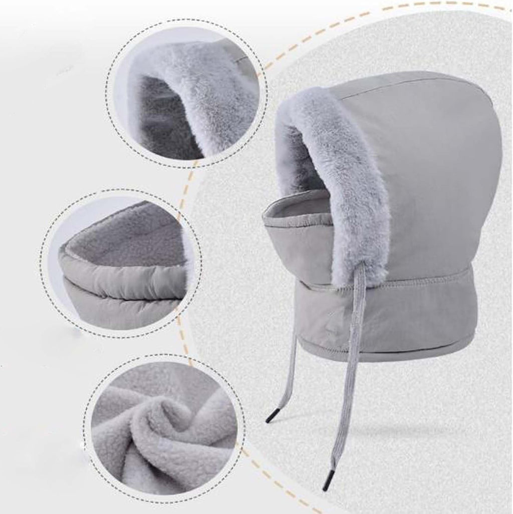 Plush-Lined Thickened Thermal Hat with Face Mask 3-in-1Windproof Warm Balaclava